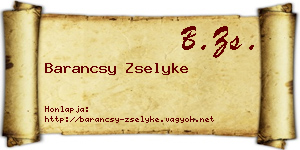 Barancsy Zselyke névjegykártya